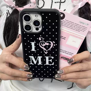 เคสไอโฟน13 เคสเงาน่ารัก I LOVE ME ดาวลายจุด สำหรับ IPhone 12 11 16 13 17 15 14 Pro Max 6 6s 7 8 16 15 Plus X XR