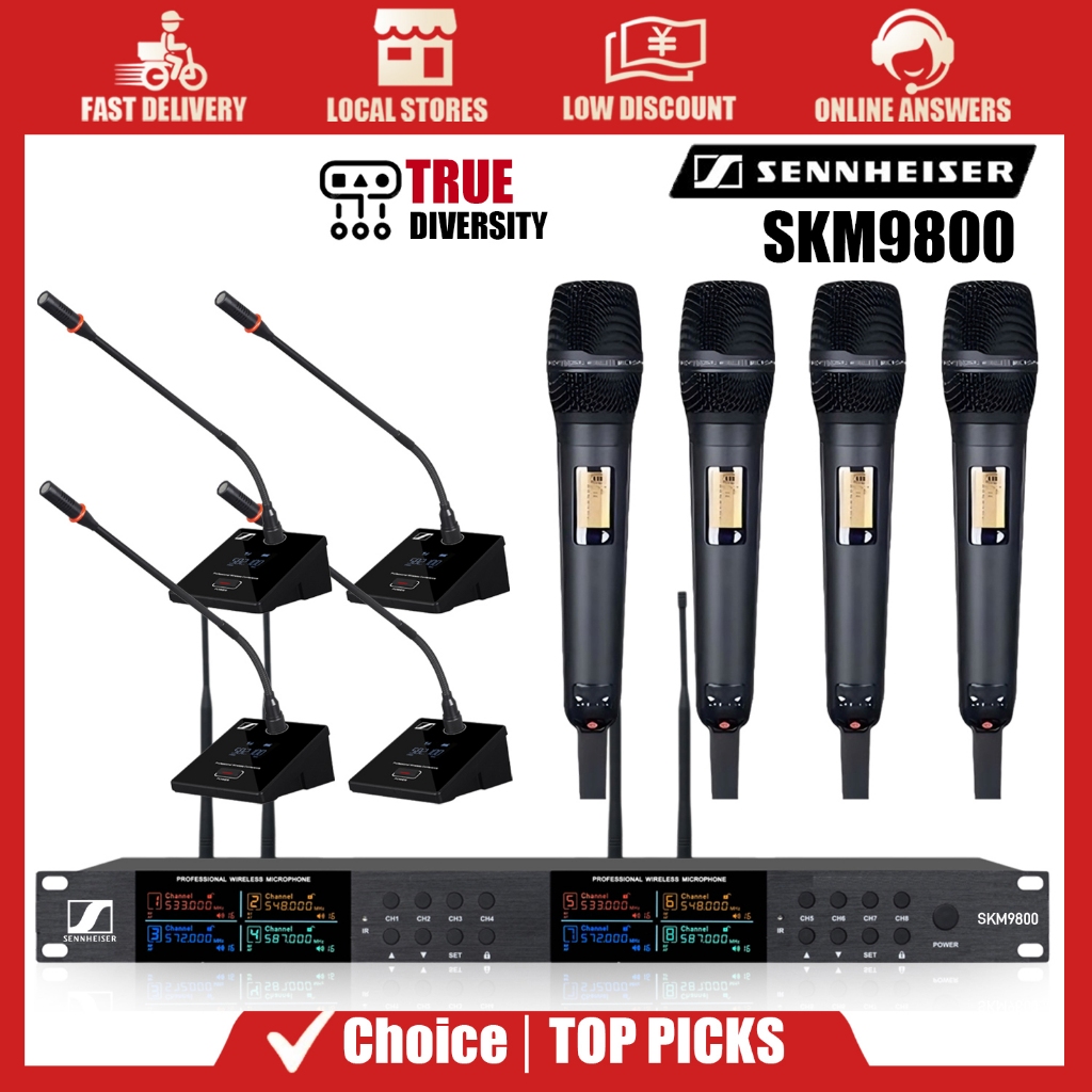 ไมค์ไร้สาย Sennheiser SKM9800 8 ช่อง ผสม 4มือถือ+4คอยาวประชุม UHF ดิจิตอล เหมาะงานอีเวนต์หลากหลายรูป