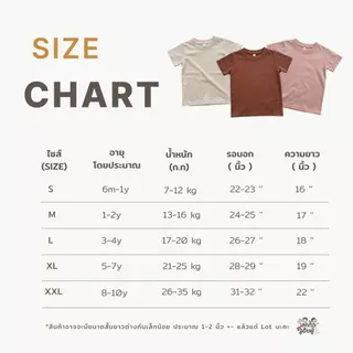 FUFU เสื้อยืดเด็กสีพื้น Size S-XXL อายุ 1-10 ปี แขนสั้น คอกลม ผ้าคอตตอน 🌰Earth Tones #1 (TSR-5)
