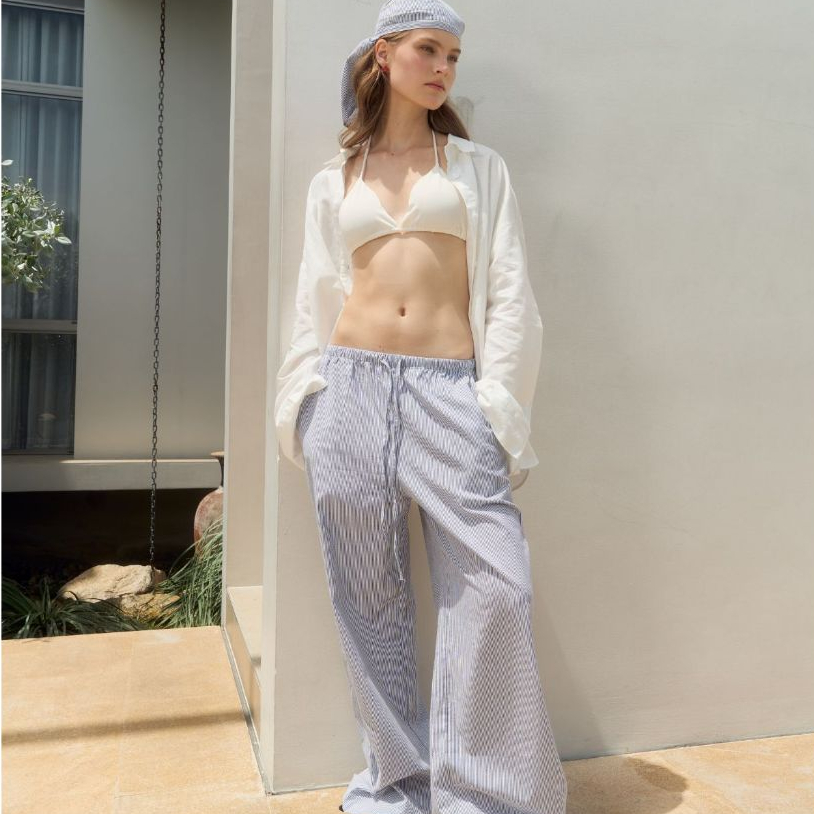 [พร้อมส่ง] SAC.BKK กางเกงผ้าลายทาง 2 ชิ้น รุ่น Stripe Trousers ( แถมฟรีผ้าโพก )