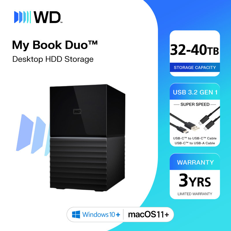 Western Digital MY BOOK DUO 32 TB -40 TB EXTERNAL STORAGE Hard Drive รุ่น MY BOOK DUO ความจุ 32-40 TB