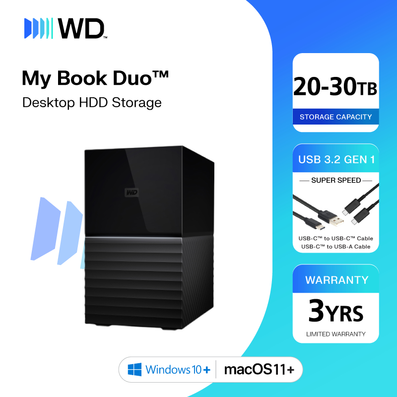 Western Digital MY BOOK DUO 20 TB - 30 TB EXTERNAL STORAGE Hard Drive รุ่น MY BOOK DUO ความจุ 20-30 