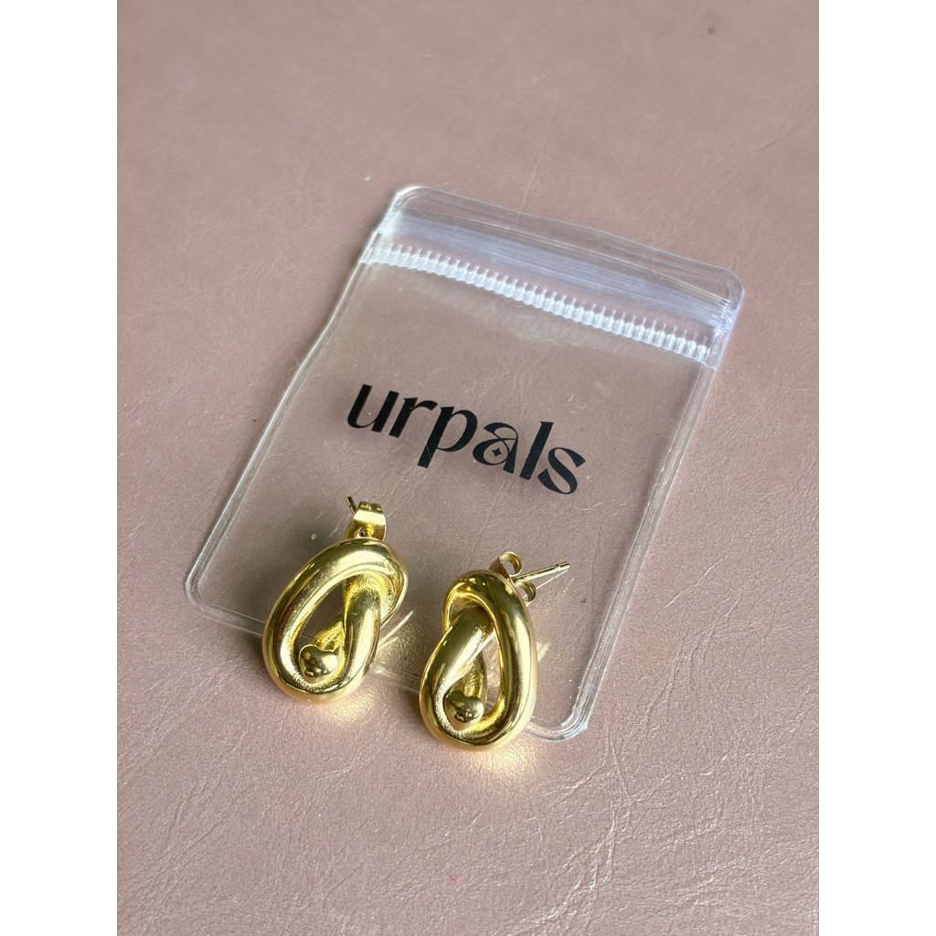 URPALS ต่างหูสีทอง ชุบทอง 18K ไม่ลอกไม่ดำ