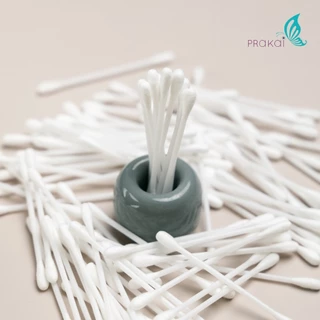 PRAKAIVANICH คอตตอนบัด ก้านสำลี +สำลีเช็ดหน้า สำลีแผ่น【แพ็ค 100 ชิ้น】สำหรับใช้ในโรงแรม ใส่ซองขาวขุ่น