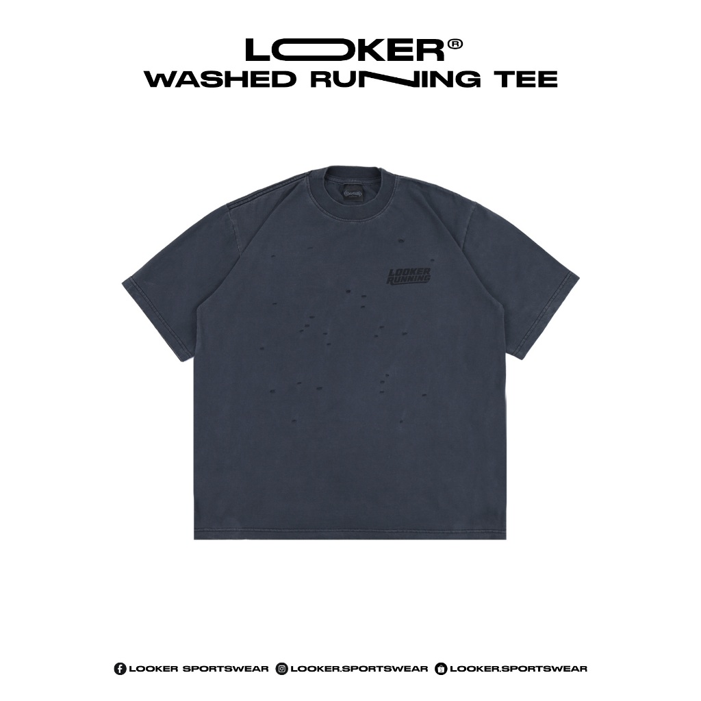 LOOKER Sportswear 2026 - Washed Running Tee เสื้อวิ่งฟอก แขนสั้นโลโก้ดำ
