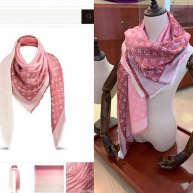 LV LIMITED SCARF ผ้าพันคอหลุยส์ LV สีชมพู ไล่เฉด งาน hi-end