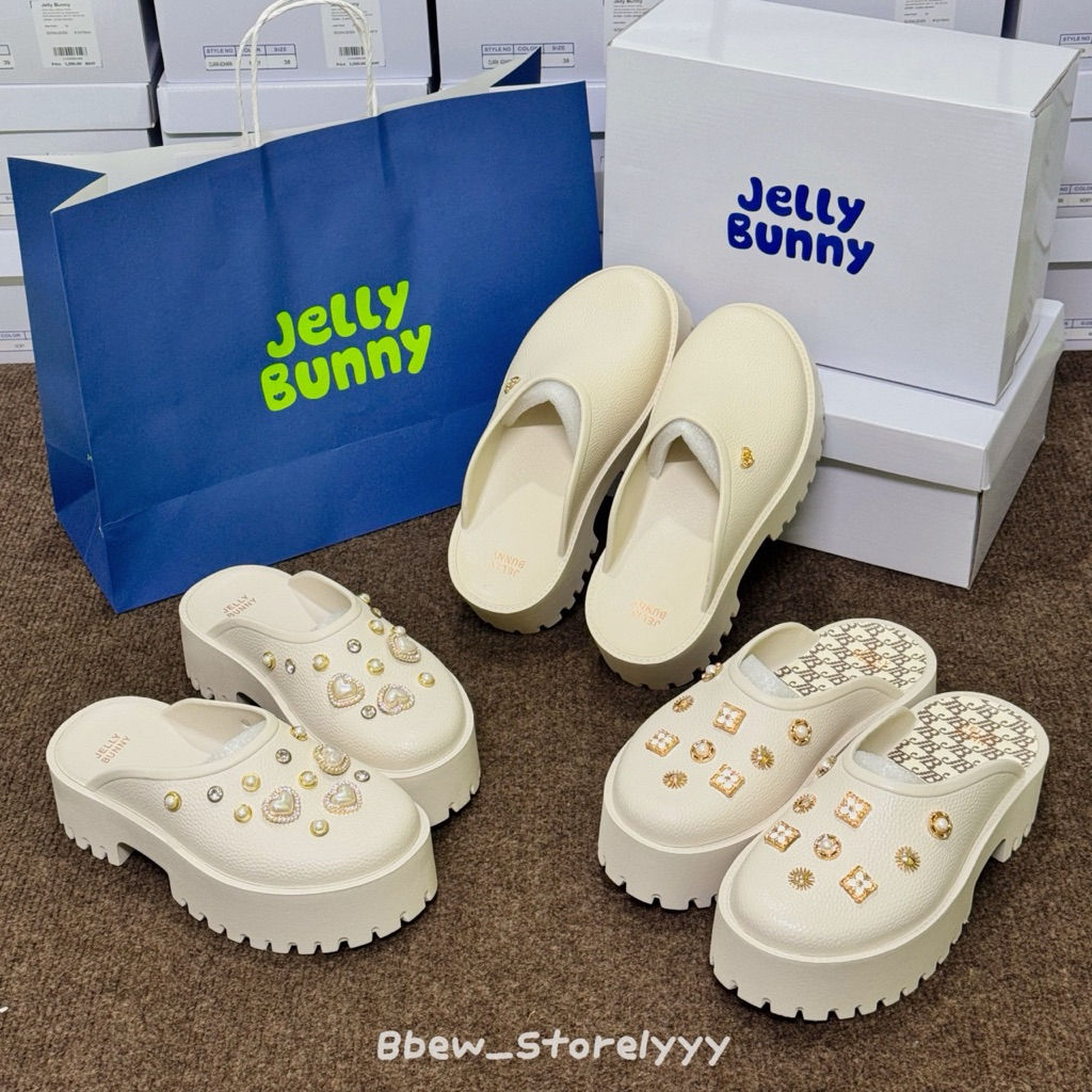 JELLY BUNNY l แถมถุงทุกออเด้อจ้า!! รองเท้าแตะผู้หญิงแพลตฟอร์ม CLARA JB PLAIN WHITE [โค้ดแฟชั่นลด 30%]