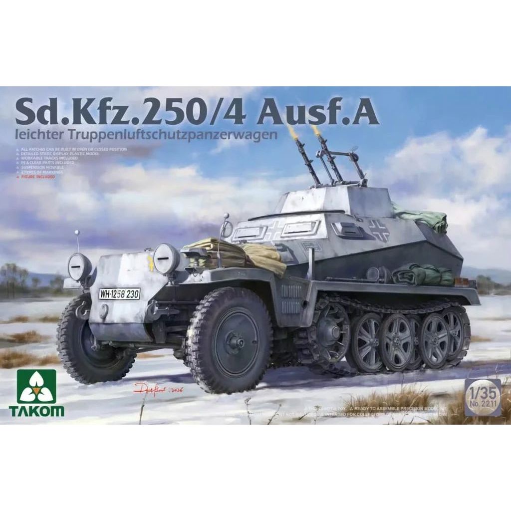 พลาสติก โมเดล ประกอบ TAKOM สเกล 1/35 Sd.Kfz.250/4 Ausf.A Ieichter Truppenluftschutzpanzerwagen (2211)