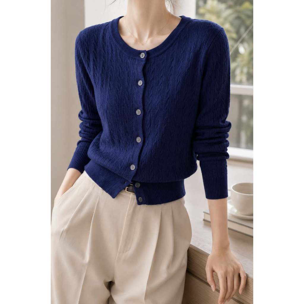 MQzz4289 *พร้อมส่ง* เสื้อคาร์ดิแกนถักผู้หญิง เสื้อคลุมลายเปีย ผ้านุ่มเนื้อดี เรียบง่ายหรูหรา Freesize
