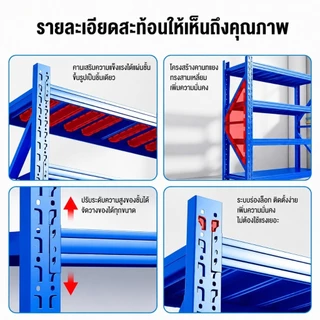 Nearra ชั้นวางของ 4 ชั้น ปรับระดับได้ วัสดุเหล็กกล้ารีดเย็น ทนทาน รับน้ำหนักได้มาก
