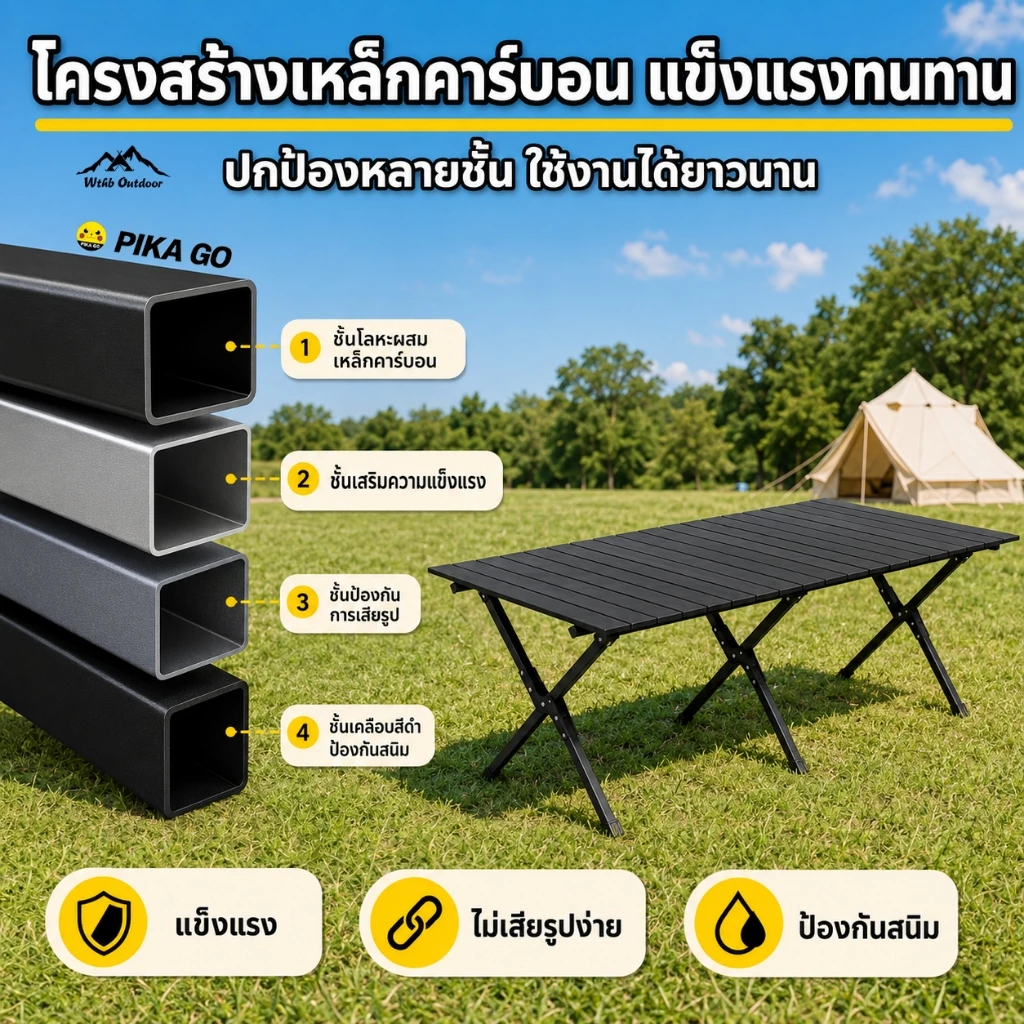โต๊ะแคมป์ปิ้ง โต๊ะสนาม พับเก็บได้ อลูมิเนียม กลางแจ้งและในร่ม thumbnail 4