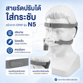 ของแท้ หน้ากาก cpap N5 หน้ากากปิดจมูก พร้อมหมวก S/M/L เหมาะสําหรับเครื่อง CPAP เชื่อมต่อท่อและจมูก