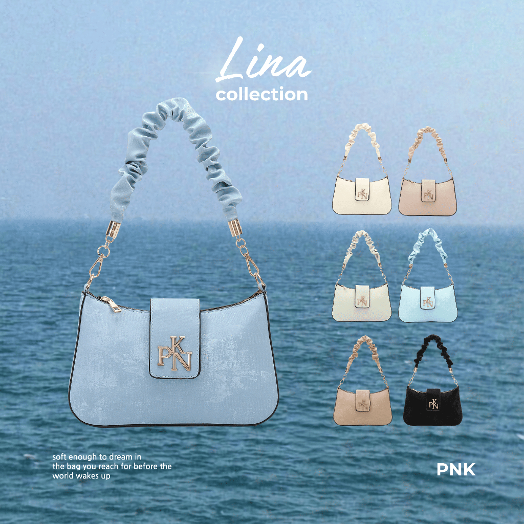PNK [PINKY] Lina Bag (30083#) กระเป๋าสะพายขึ้นไหล่ สายไส้หมู (รุ่นใหม่)