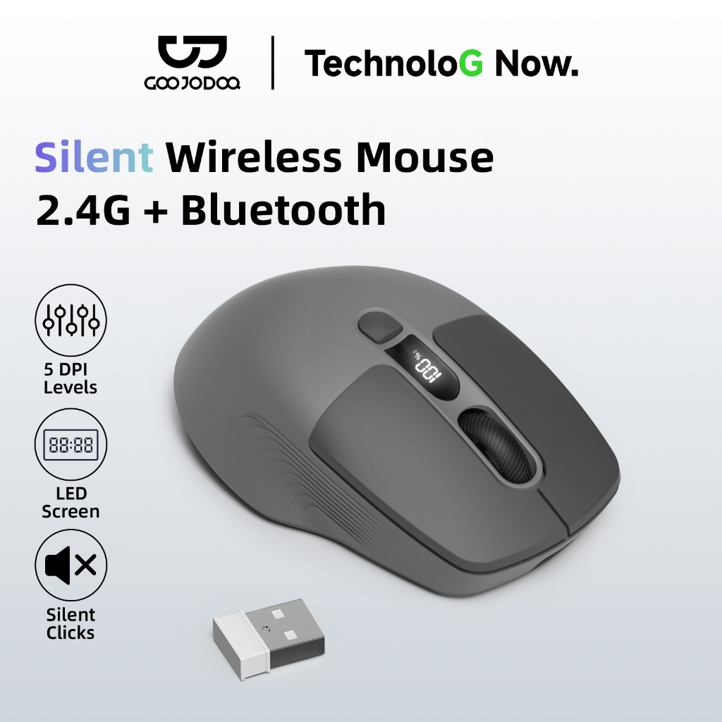 GOOJODOQ M21Pro เมาส์ไร้สาย 2.4Ghz Bluetooth เมาส์บลูทูธ Mouse เงียบ มีปุ่มลัด 3ระดับ Dpi จอแสดงผล
