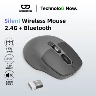GOOJODOQ M21Pro เมาส์ไร้สาย 2.4Ghz Bluetooth เมาส์บลูทูธ Mouse เงียบ มีปุ่มลัด 3ระดับ Dpi จอแสดงผล