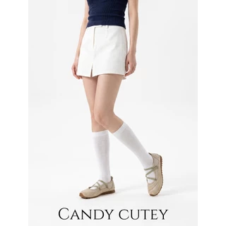 CandyCutey รองเท้าแมรี่เจนผู้หญิงสไตล์เกาหลี วินเทจคลาสสิก สายรัดไขว้บาเล่ต์ สไตล์สปอร์ตและลำลองเหมาะใช้ประจำวัน