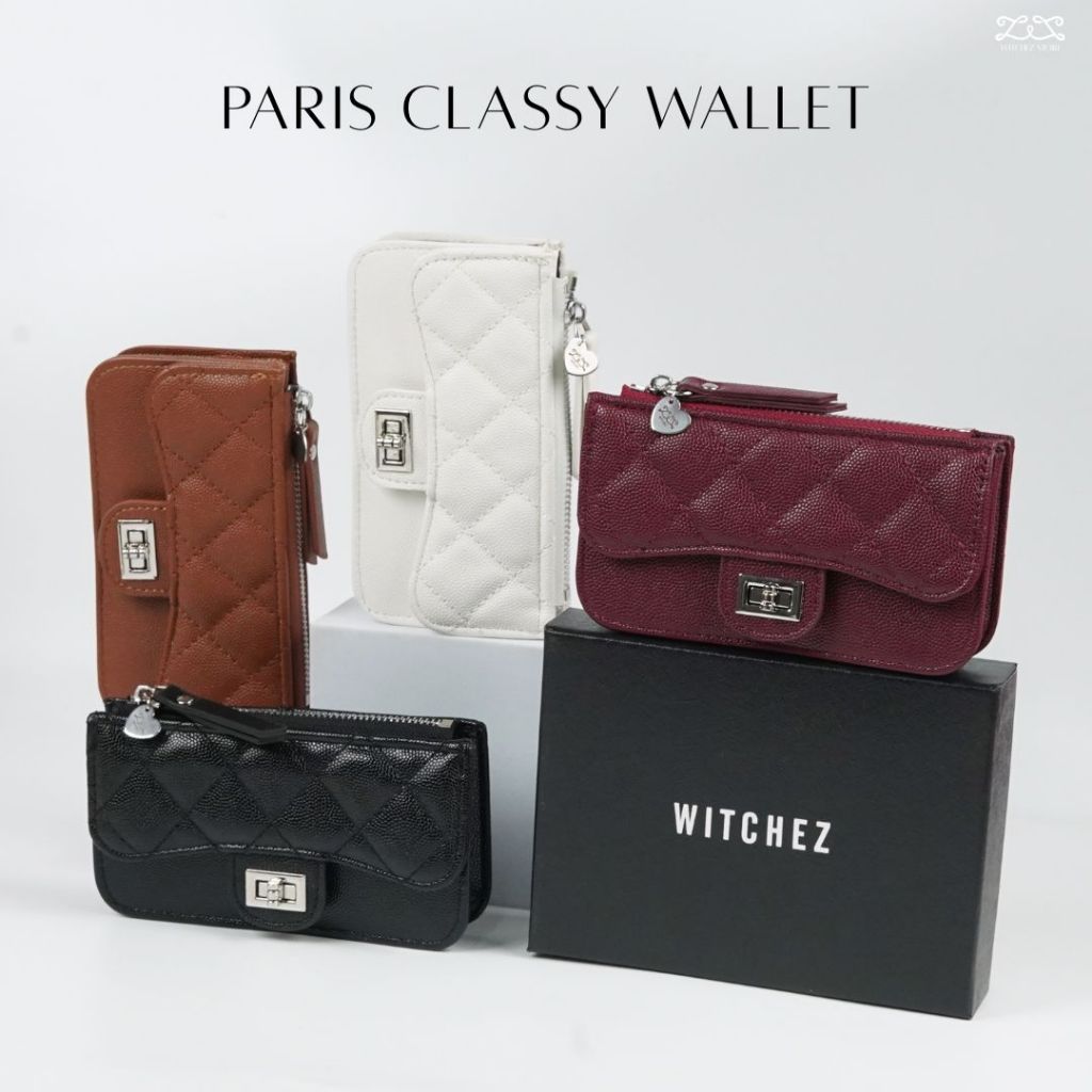 กระเป๋าใส่บัตรWitchez Paris Classy walletหนังลายควิลท์ หรูหรา สไตล์ลูกคุณ(พร้อมกล่อง)