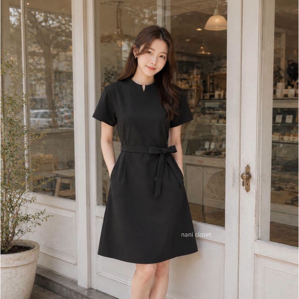 Pei Pei Dress เดรสตรุษจีน เดรสทำงาน คอจีน ผ้าลูกไม้เชิงสวยทรงสวย มีกระเป๋าข้าง งานซับในทั้งชุด