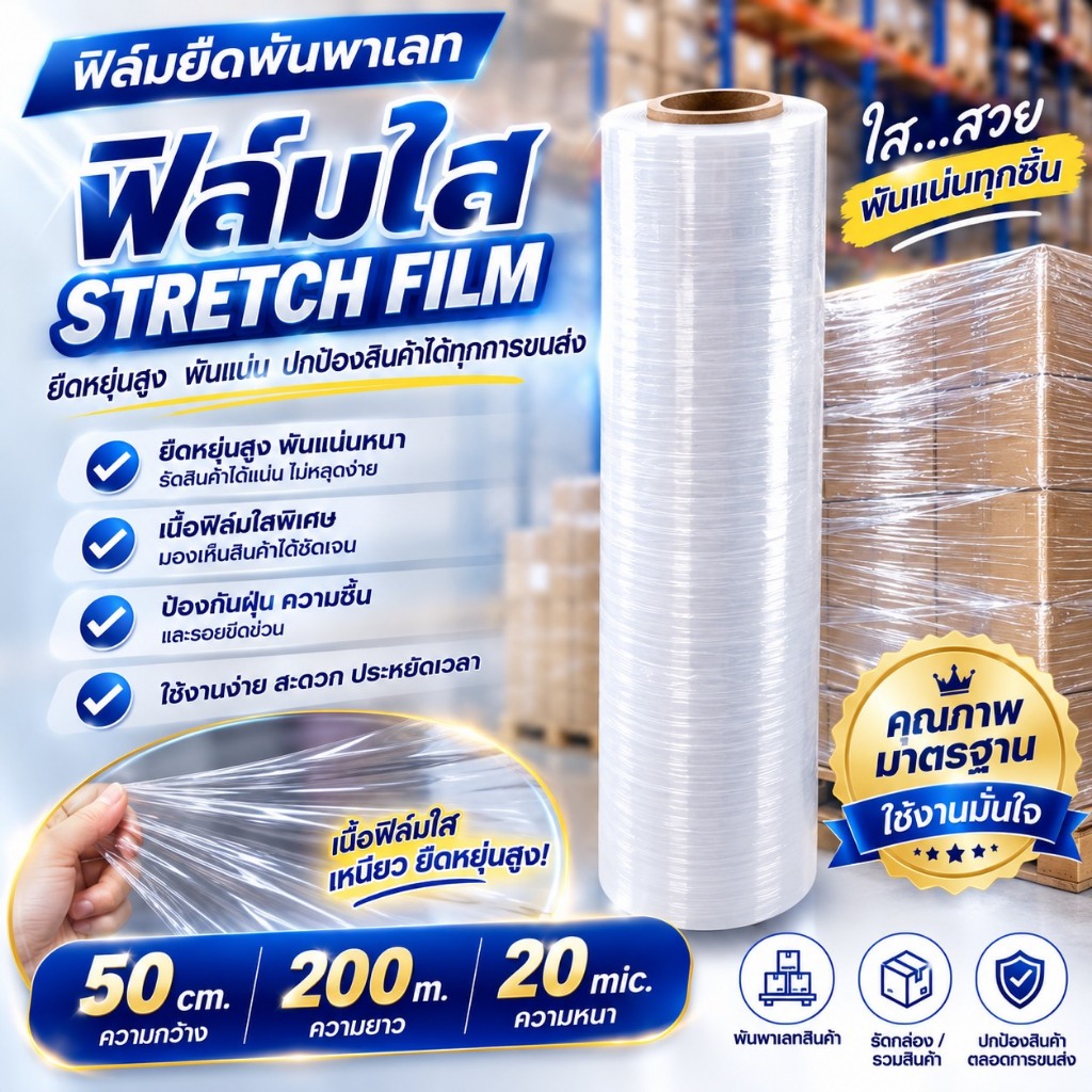ฟิล์มใส 50 CM 200 M 20 MIC