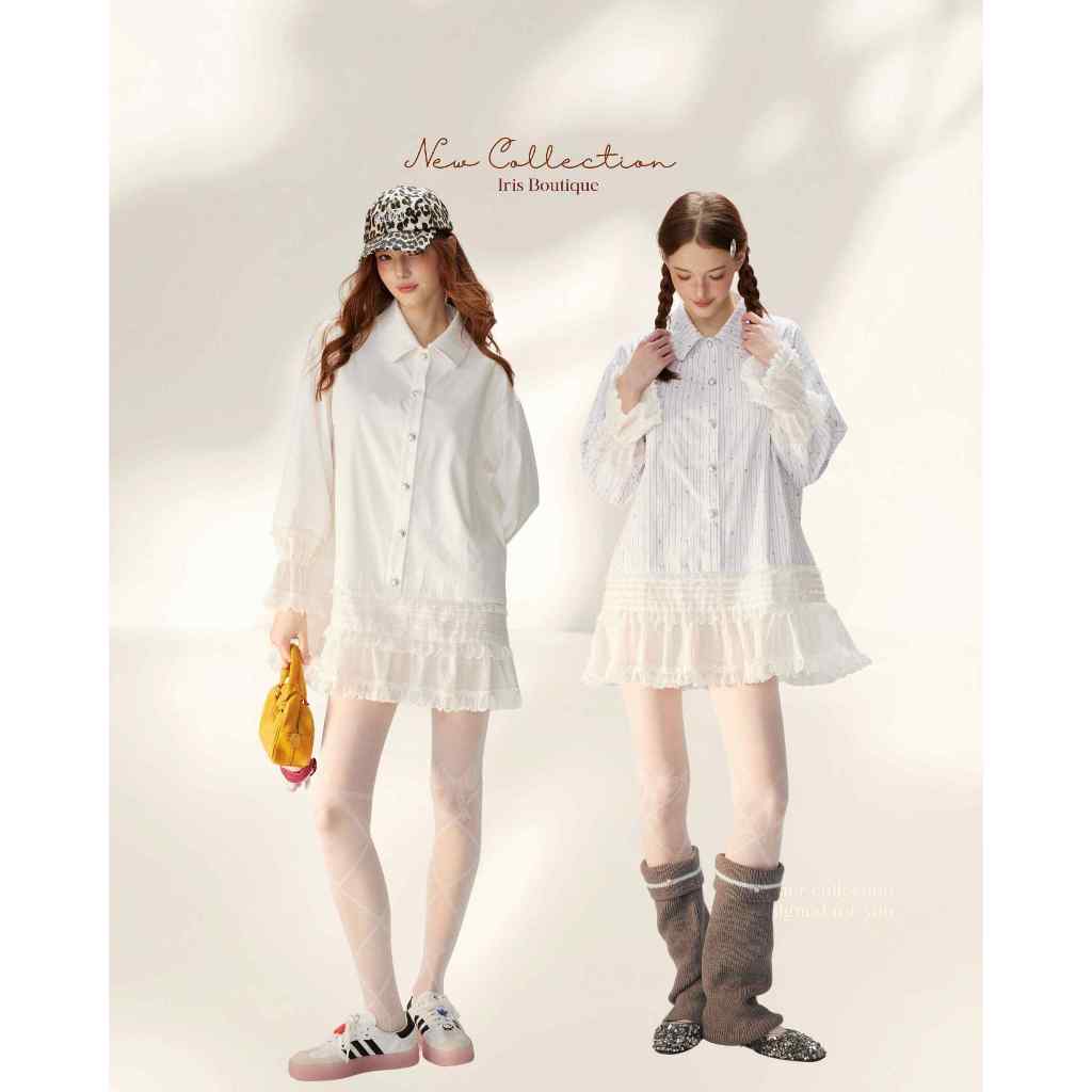 [ พร้อมส่ง ] สินค้าลิขสิทธิ์แท้ IRIS BOUTIQUE  ID4057-4 Petal shirt dress เดรส เรียบหรู ใส่ออกงาน ใส่สบาย