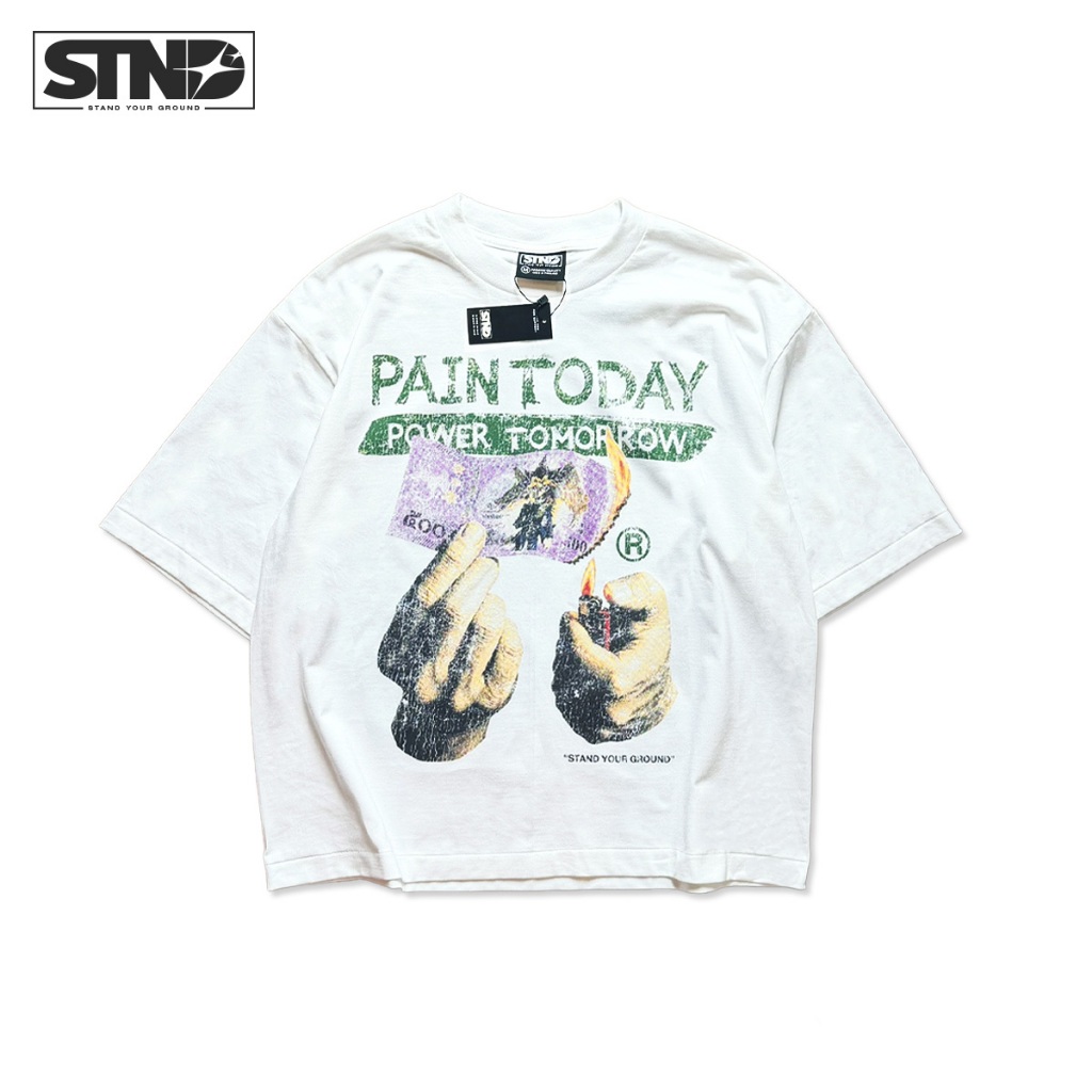 STND16 Boxy T-Shirt “Pain to day” เสื้อยืดครอปวินเทจ