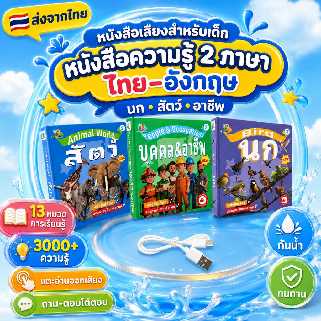 COD หนังสือเด็ก หนังสือพูดได้ ไทย-อังกฤษ 13 หัวข้อความรู้ บุคคล&อาชีพ สัตว์ นก แตะออกเสียง อ่านกับครอบครัว