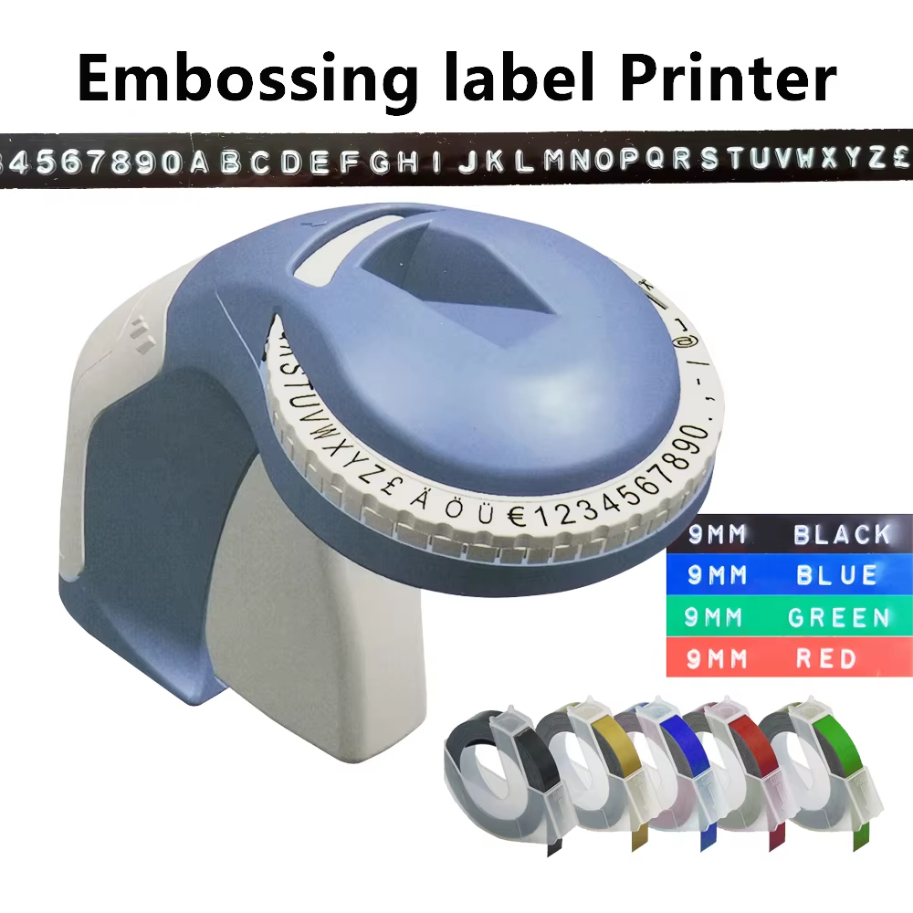 Aive Embossing Label Maker Machine, Omega S Embossed Labeler, A Protable Handheld Label Printer with 3 Rolls 3D Embossin