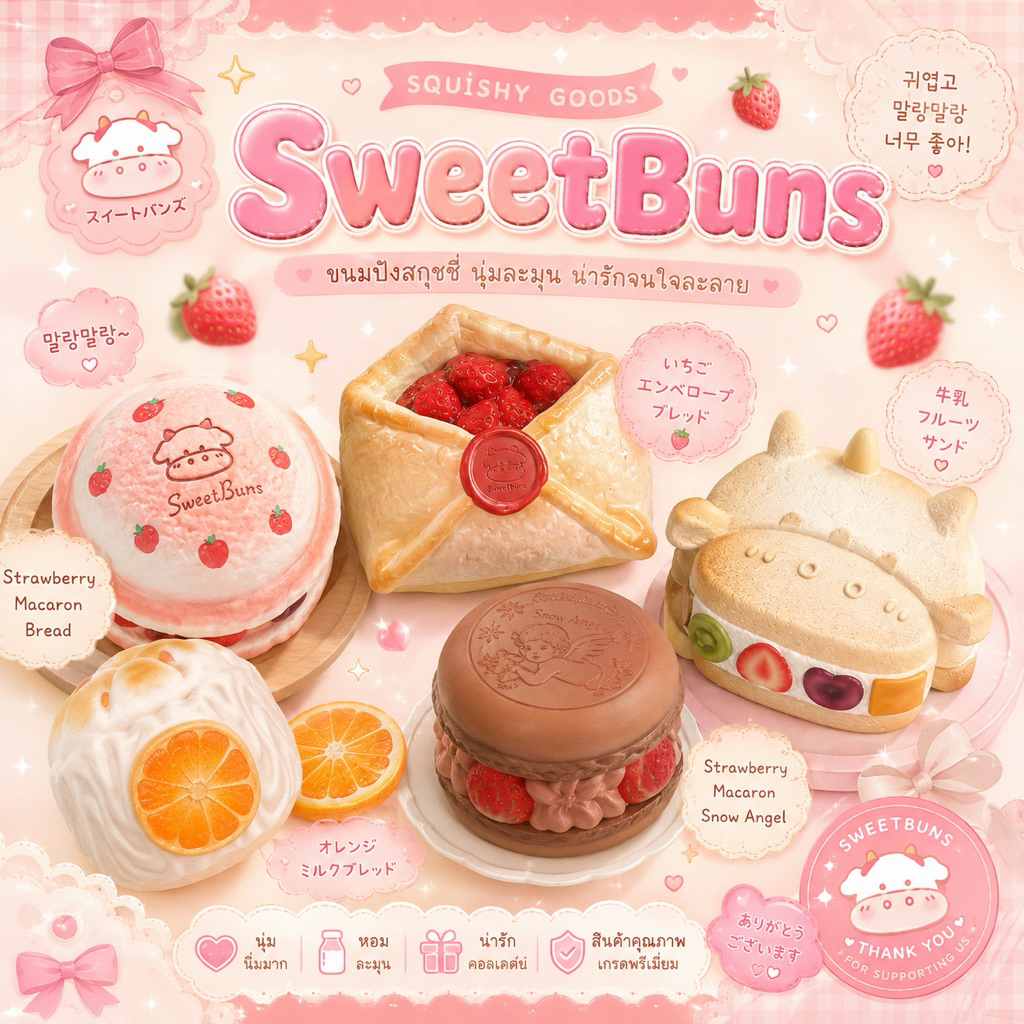 พร้อมส่ง squishy แบรนด์แท้ Ibloom : SweetBuns : lisa นุ่มนิ่ม สโลมาก มือ 1 ไม่มีตำหนิ /มีอุปกรณ์กล่อง/ซองครบทุกชิ้น