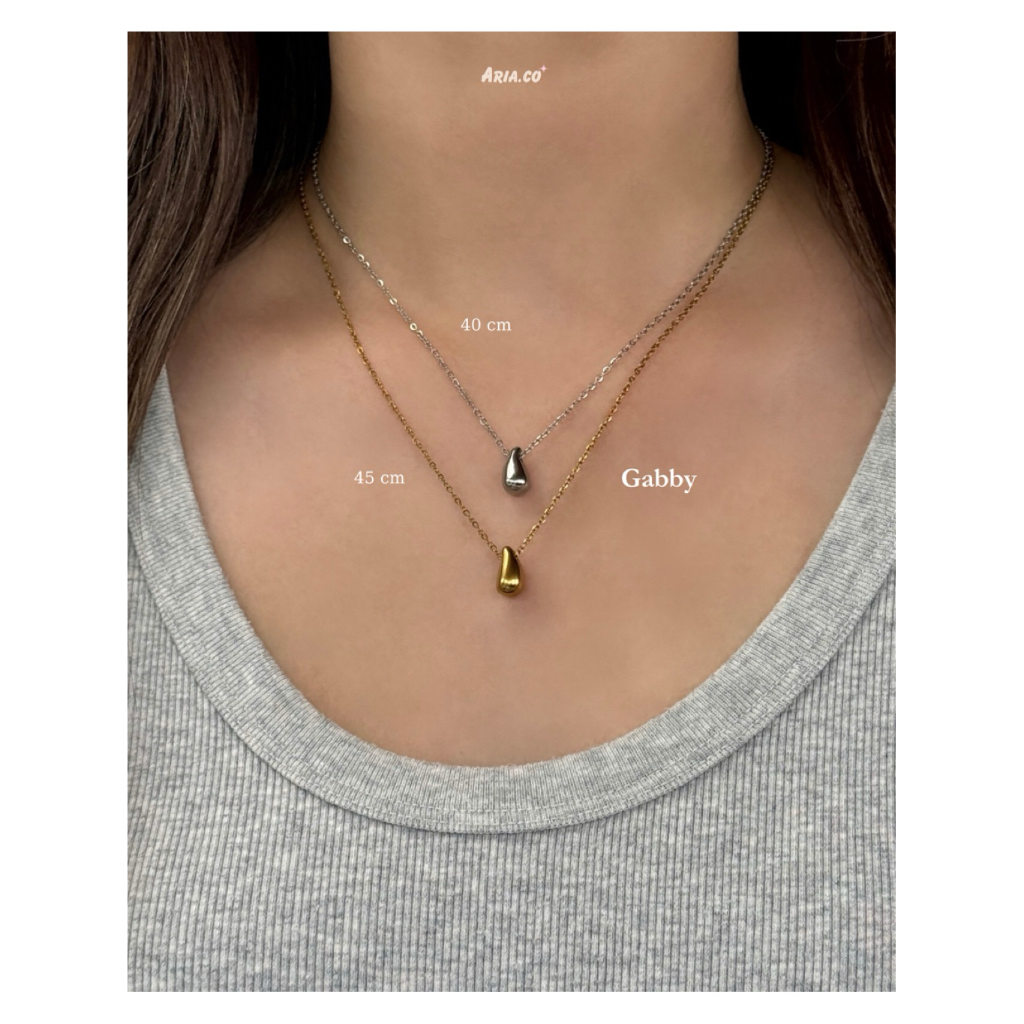 Gabby Necklace - Stainless Steel (silver/gold) ไม่ลอกไม่ดำ ปรับขนาดได้ | Aria.co