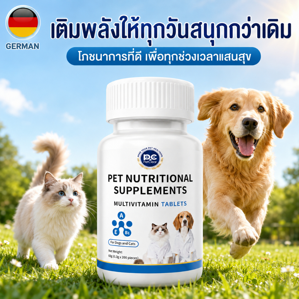 ซื้อ 2 ฟรี 1 PetClear วิตามินรวมสุนัขแมว เสริมโภชนาการประจำวัน แพ็ก 3 ขวด