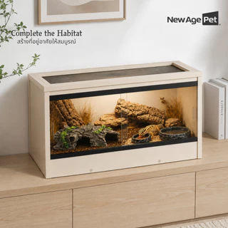 NEW AGE PET ชามอาหารสัตว์เลื้อยคลาน ลายหินธรรมชาติ Resin ไม่ลื่น ไม่ขึ้นรา ทำความสะอาดง่าย