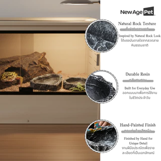 NEW AGE PET ชามอาหารสัตว์เลื้อยคลาน ลายหินธรรมชาติ Resin ไม่ลื่น ไม่ขึ้นรา ทำความสะอาดง่าย