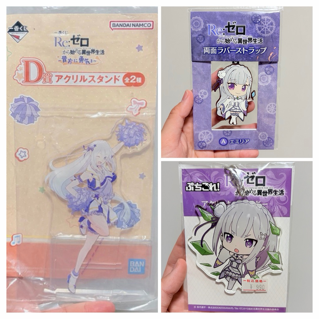 (งานแท้ สินค้ามือสองจากญี่ปุ่น) สแตนดี้ อะคริลิค อนิเมะ Re Zero รีซีโร่ เอมิเลีย Emilia ReZero นางเอก ชุดเชียร์ลีดเดอรฺ