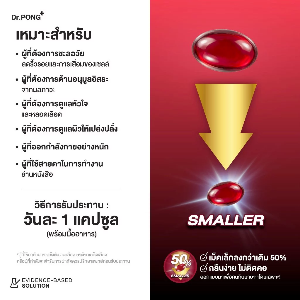 ใหม่! Dr.PONG ASTAXANTHIN MINI 6 MG PLUS VITAMIN E  สูตรใหม่ แอสตาแซนธิน มินิ 6 มก. พลัส วิตามิน อี ลดริ้วรอย ผิวเด้ง thumbnail 10