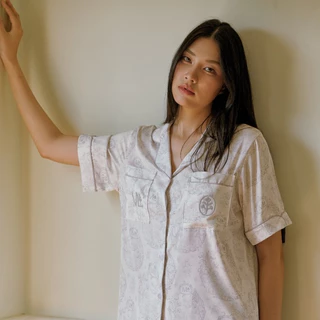 MUSLIN Reverie Ivory Mist - Silk Satin Pajamas [Maison collection]