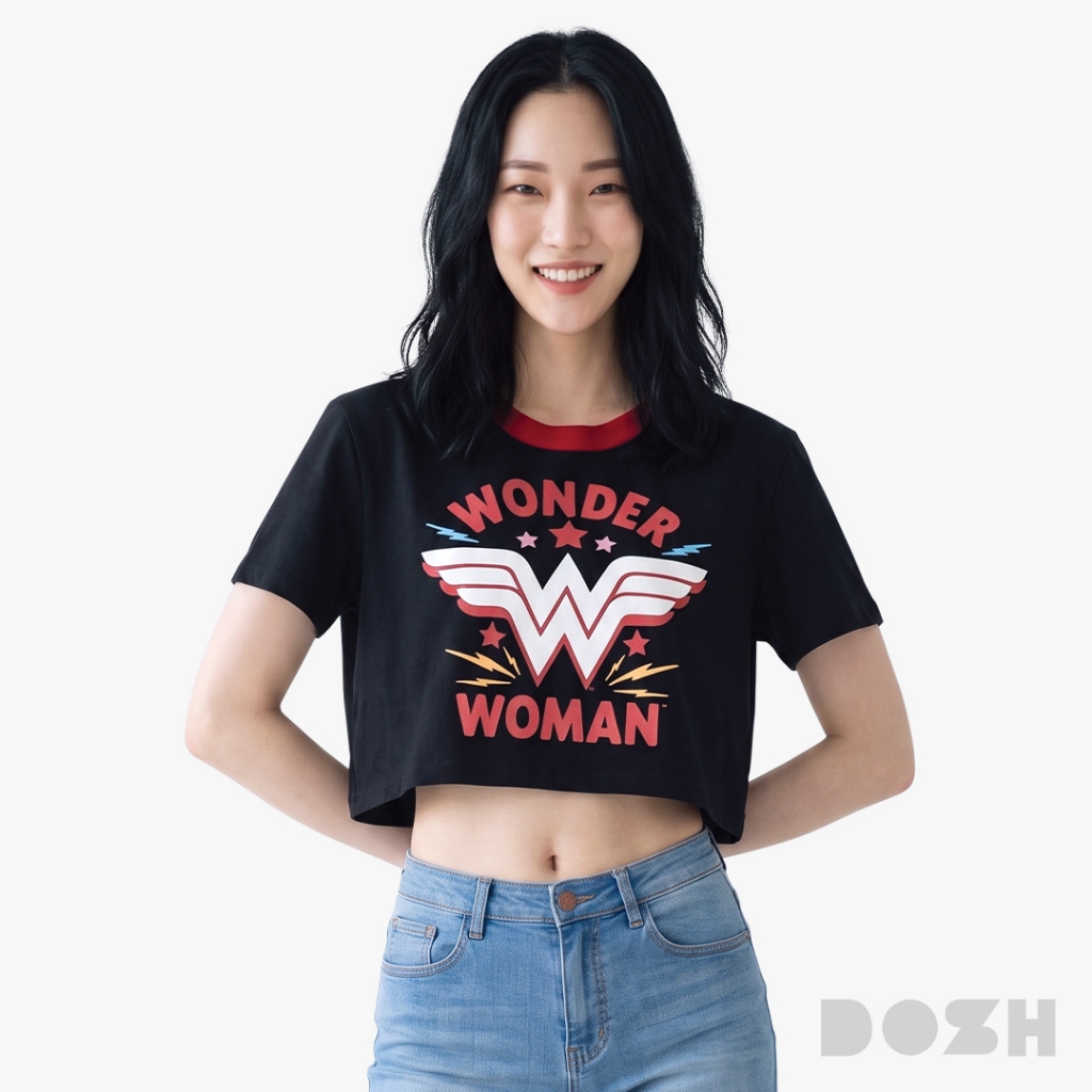 DOSH-UT WOMEN'S CROPPED T-SHIRTS WONDER WOMEN เสื้อยืดครอปผู้หญิง 1LWWWT1003-BLRE (S-L)
