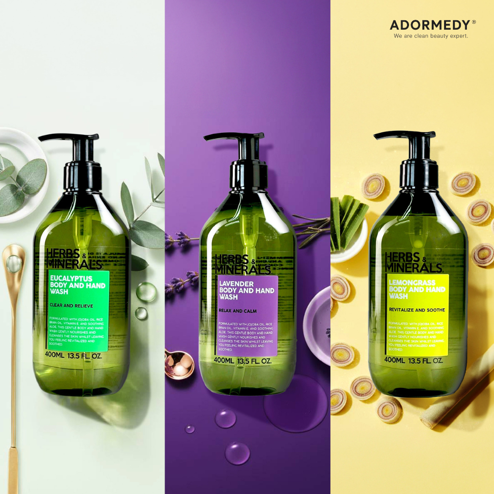 SET 3 สูตร เฮิร์บแอนด์มิเนรอลสบู่เหลวอาบน้ำสูตรอ่อนโยน Herbs & Minerals Body And Hand Wash