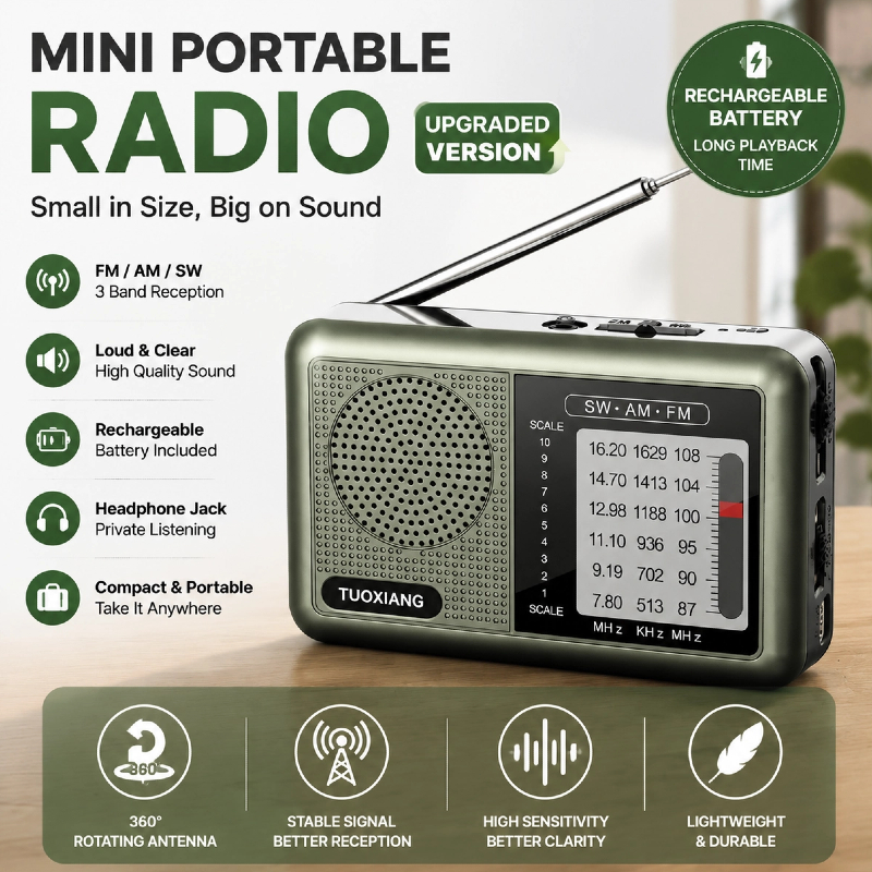 ⭐In Stock⭐วิทยุคลื่นสั้น FM AM SW พกพา ดิจิตอลมินิ มีลำโพงสเตอริโอ เสียบหูฟังได้ ของขวัญผู้สูงอายุ ใช้ในบ้านและกลางแจ้ง