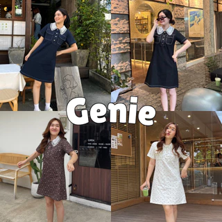 93FAVORS l “GENIE” เดรสผ้าเดนิม เดรสยีนส์ปกลูกไม้