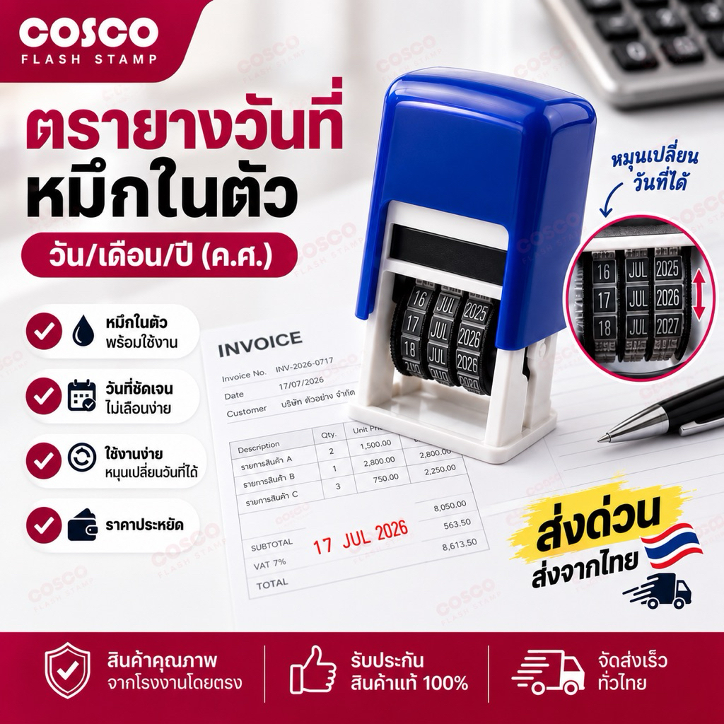 ตรายางวันที่ (ค.ศ.) ช่วงปี : 2023–2034ถาดหมึกเปล่า หมึกในตัวพร้อมส่งจากไทย ส่งด่วน ส่งของทุกวัน (เติมหมึกใส่เองค่ะ !!)