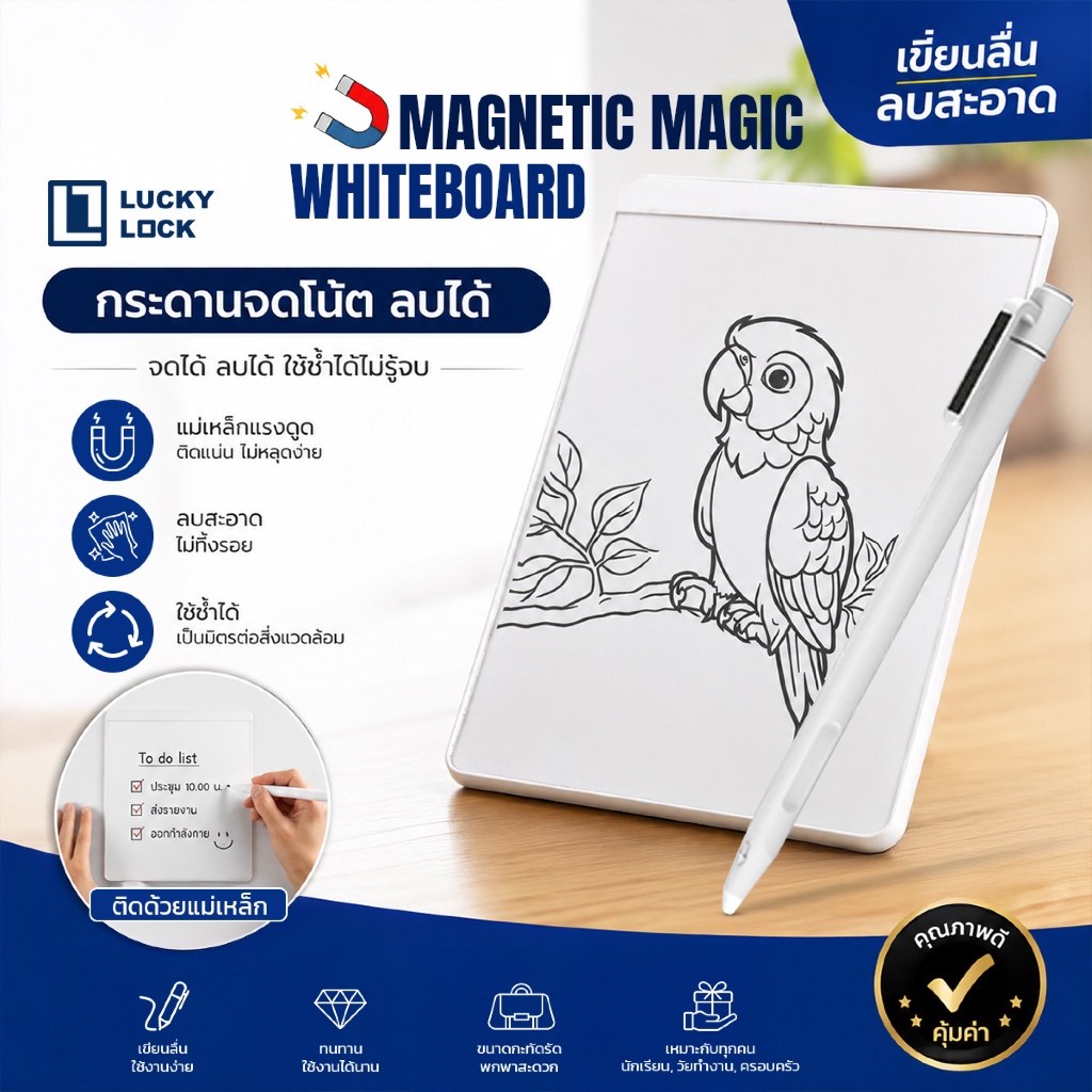 Magnetic Whiteboard เมจิกไวท์บอร์ดแม่เหล็ก กระดานจดโน้ต ลบได
