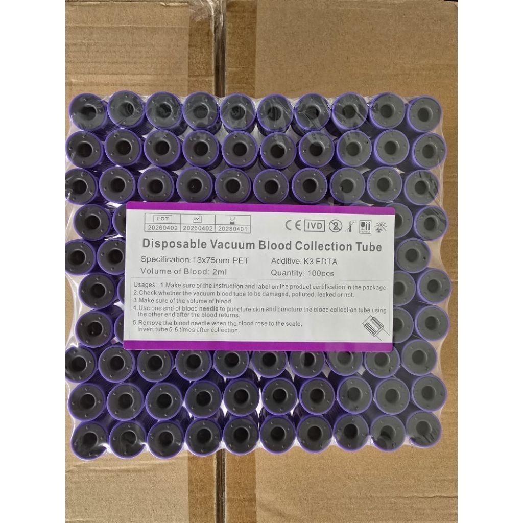 Vacuum K3 EDTA PET tube 100tubes/tray