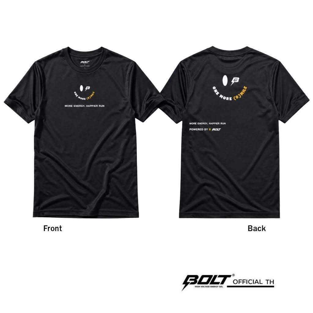 ***เสื้อแถม***  BOLT ONE MORE SMILE / T-SHIRT (FREE SIZE รอบอก 40-42นิ้ว) เสื้อวิ่งระบายอากาศได้ดี