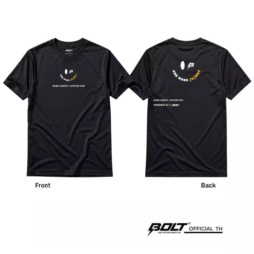 ***เสื้อแถม*** BOLT ONE MORE SMILE / T-SHIRT (FREE SIZE รอบอก 40-42นิ้ว) เสื้อวิ่งระบายอากาศได้ดี