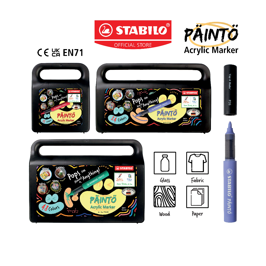 STABILO أقلام أكريليك PAINTO ‏(12 / 24 / 48) — صورة 3