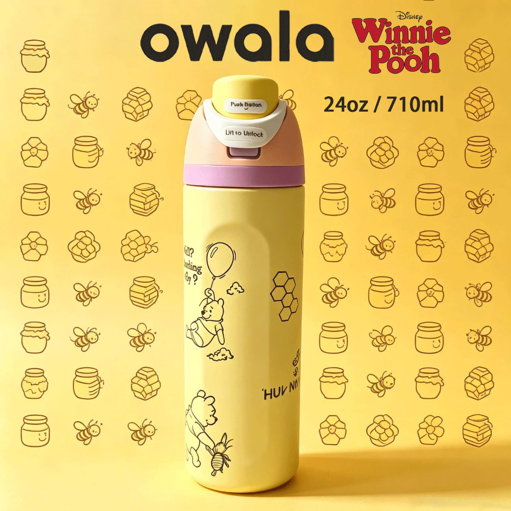 🧸Owala FreeSip 24oz Winnie The Pooh ขวดน้ำสแตนเลส ฉนวนสุญญากาศ BPA‑Free