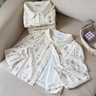 SISSY : Lace Floral Shirt (XS-XXL) เสื้อคอบัวแขนยาวผ้าลูกไม้ มีซับในทั้งตัว ทรงสวย ใส่สบาย