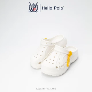 Hello Polo รองเท้าหัวโตส้นตึก HP8067 รองเท้าแบบสวม ดีไซน์เก๋พร้อมแถบสีเหลืองสุดชิค เมดอินไทยแลนด์