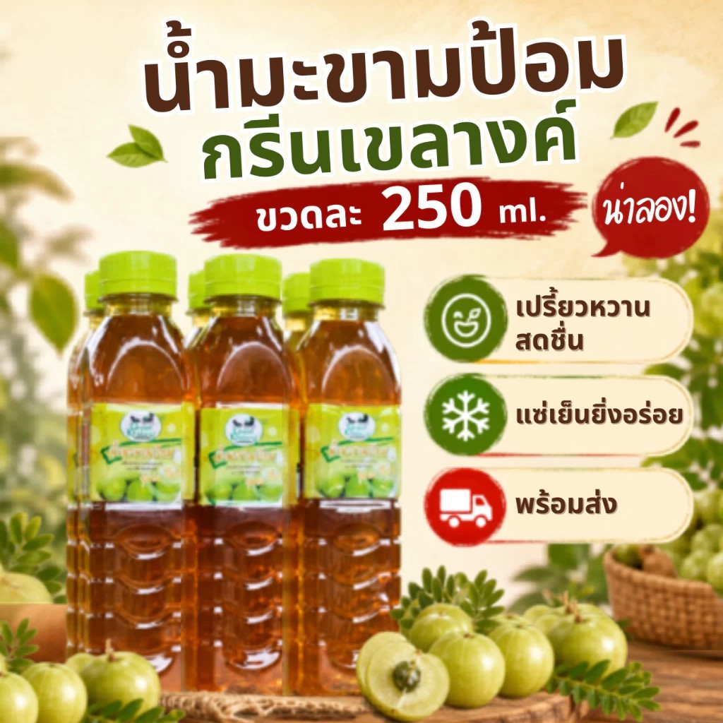 น้ำมะขามป้อมกรีนเขลางค์ Emblica Juice (Indian Gooseberry / Amla) 100% Natural