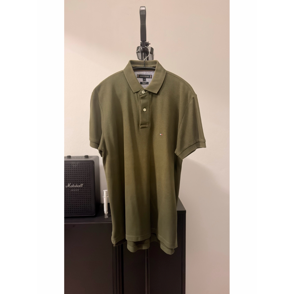 TOMMY HILFIGER เสื้อโปโล สีเขียว ป้าย M✨รอบอก 42 / ยาว 27-28